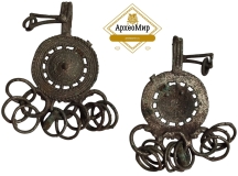 Умбоновидная височная привеска с кольцами, дьяковская культура, ранний железный век, ржв