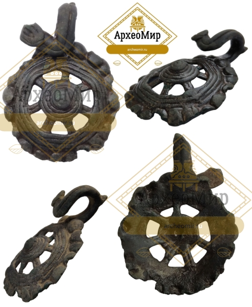 Умбоновидная височная привеска, дьяковская культура, ранний железный век, ржв