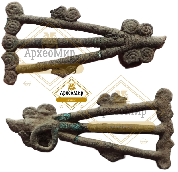 Биметаллическая ажурная булавка, ранний железный век, ржв