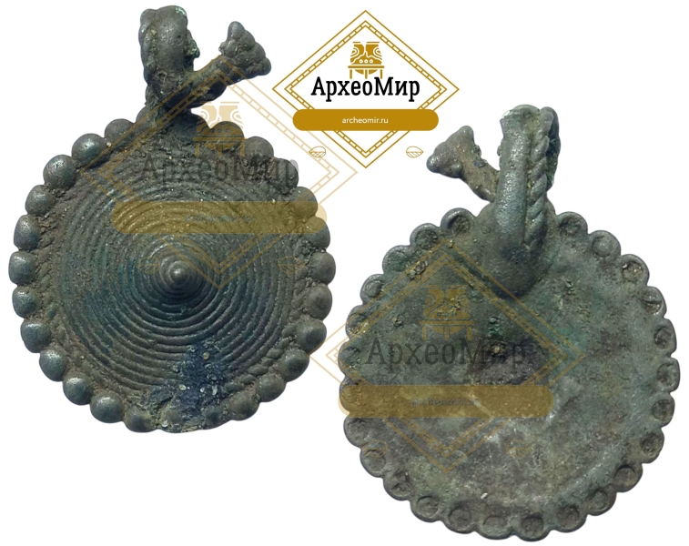 Умбоновидная височная привеска, дьяковская культура, ранний железный век, ржв
