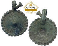 Умбоновидная височная привеска, дьяковская культура, ранний железный век, ржв