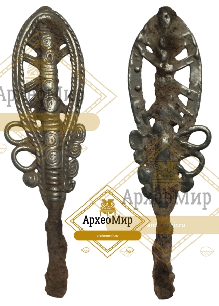 Биметаллическая ажурная булавка, ранний железный век, ржв